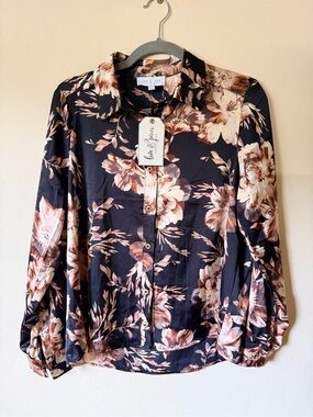Love & Pieces Black Floral Button-Down Shirt
